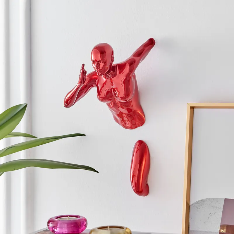 Runner Woman 13" Wall Sculpture // Metallic Red — Finesse Decor LED Wall Lights  