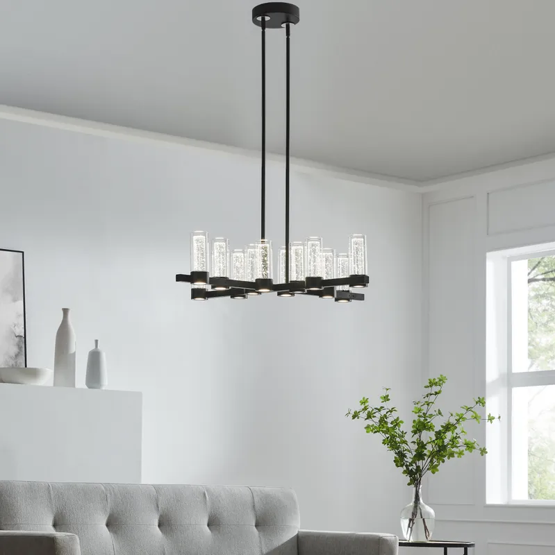 Victory 12 Light Chandelier //  Matte Black — Finesse Decor LED Pendant Lights 72.0W 