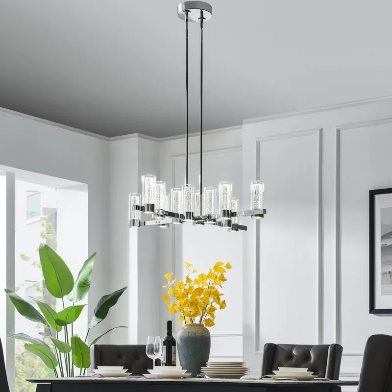 Victory 12 Light Chandelier //  Chrome — Finesse Decor LED Pendant Lights 72.0W 4000K