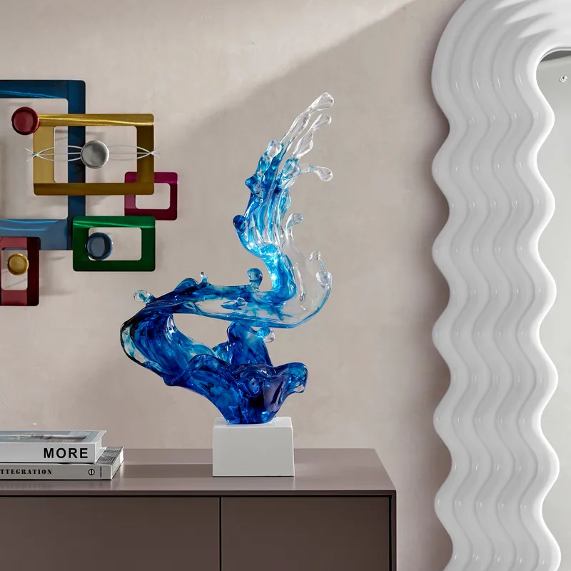 Breaker Wave 21" Tall Sculpture // Ocean Blue — Finesse Decor LED General Lighting  