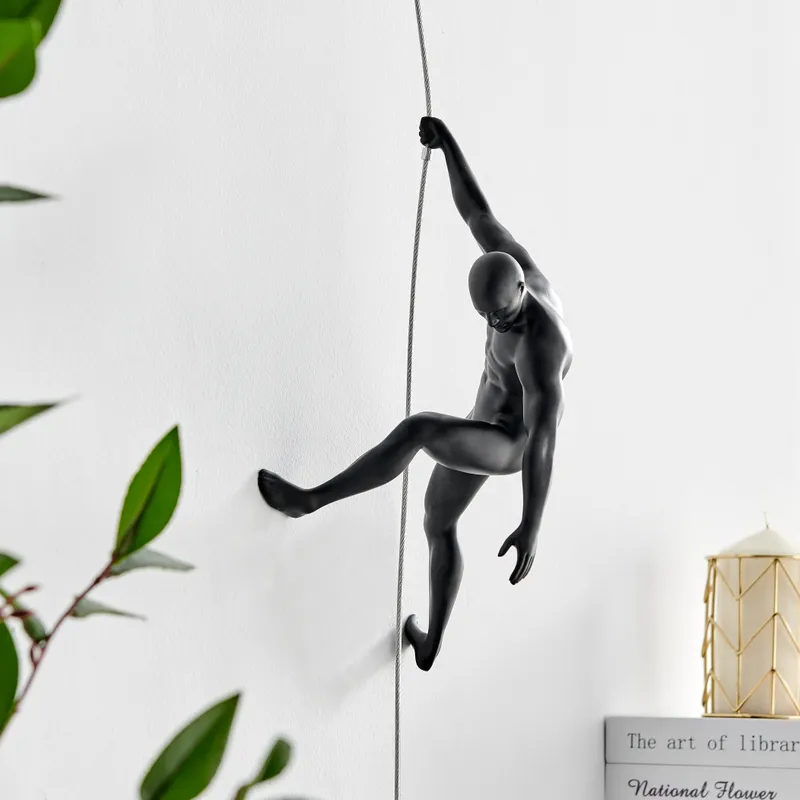 Climbing Couple Set of Two Wall Sculptures // Matte Black and Gold — Finesse Decor LED Wall Lights  