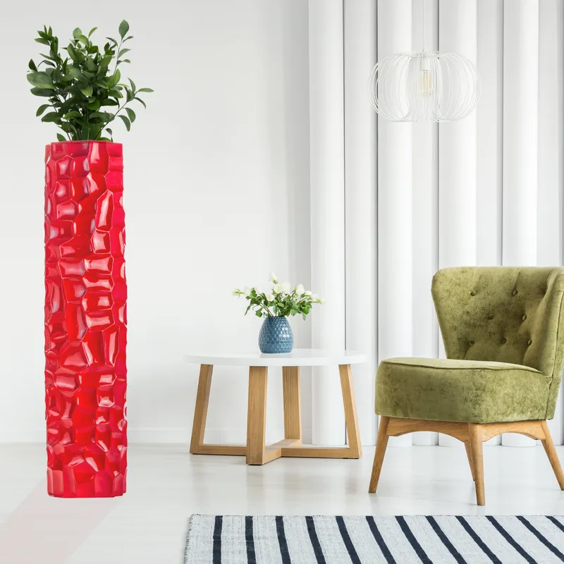 Textured Honeycomb Vase // Red, 52" — Finesse Decor LED General Lighting  