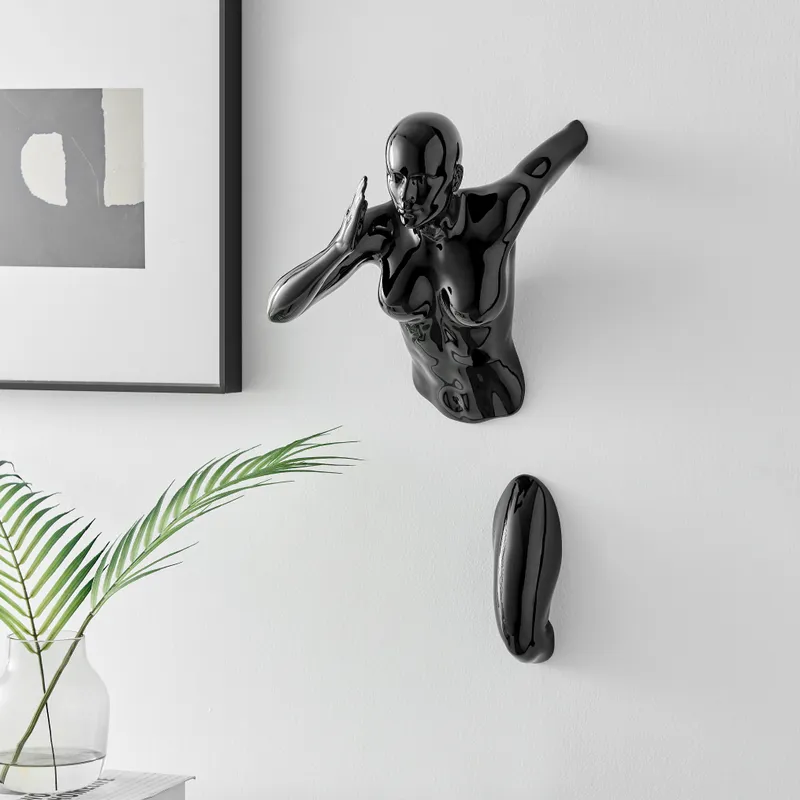Runner Woman 20" Wall Sculpture // Black — Finesse Decor LED Wall Lights  