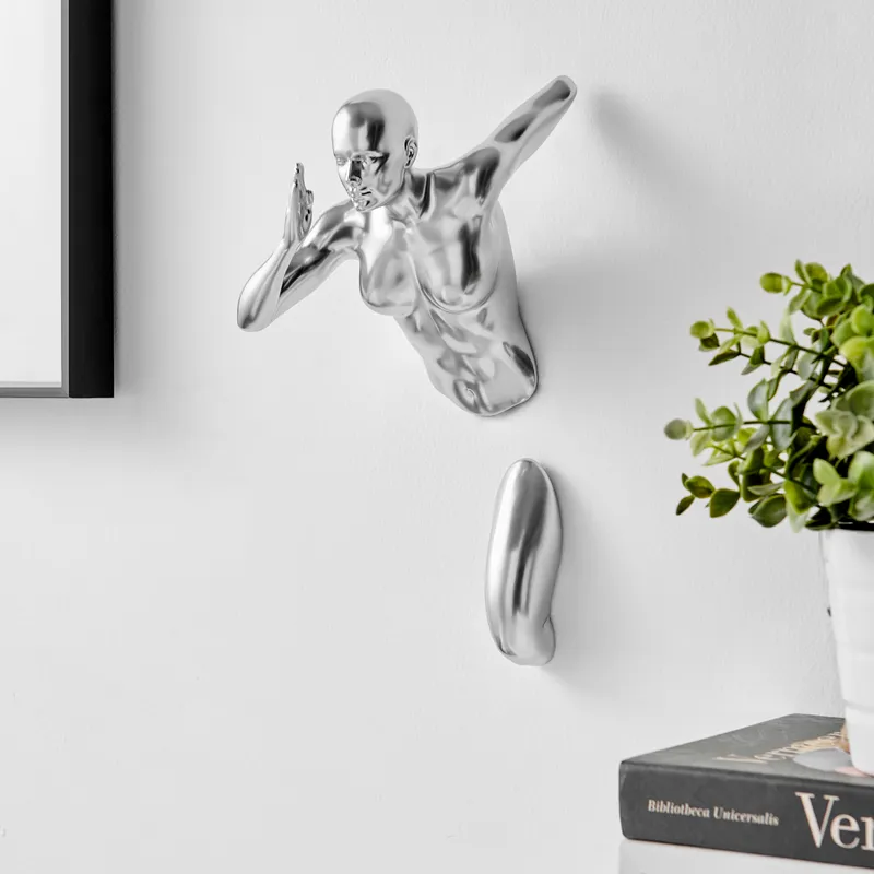Runner Woman 13" Wall Sculpture // Chrome — Finesse Decor LED Wall Lights  