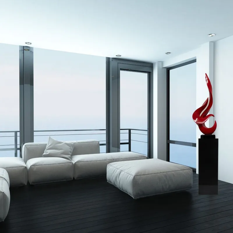 Red Flame Floor Sculpture With Black Stand, 65" Tall — Finesse Decor LED General Lighting  