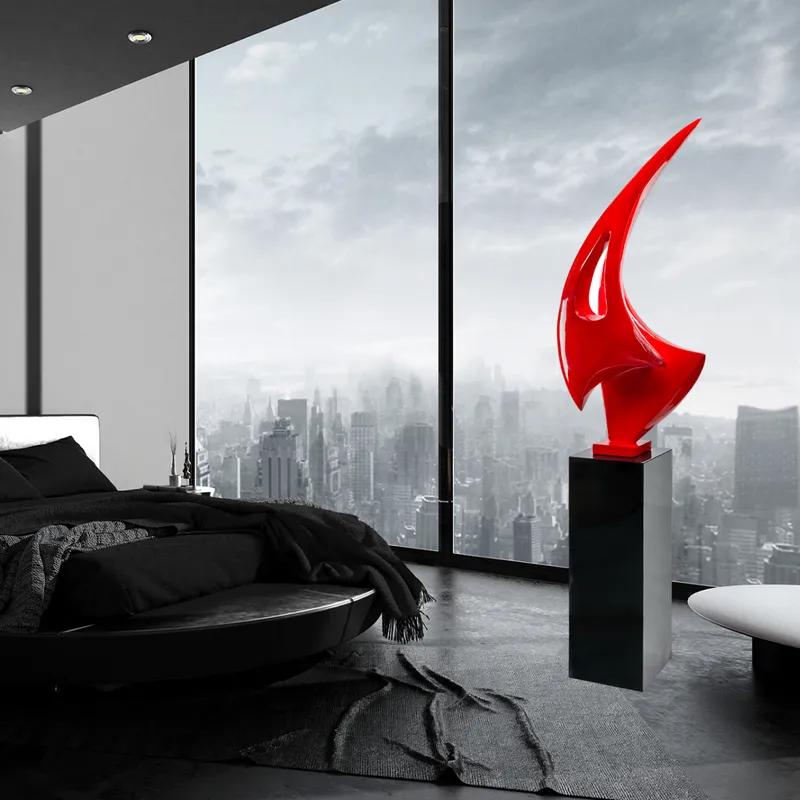 Sail Floor Sculpture // Red with Black Stand — Finesse Decor LED General Lighting  