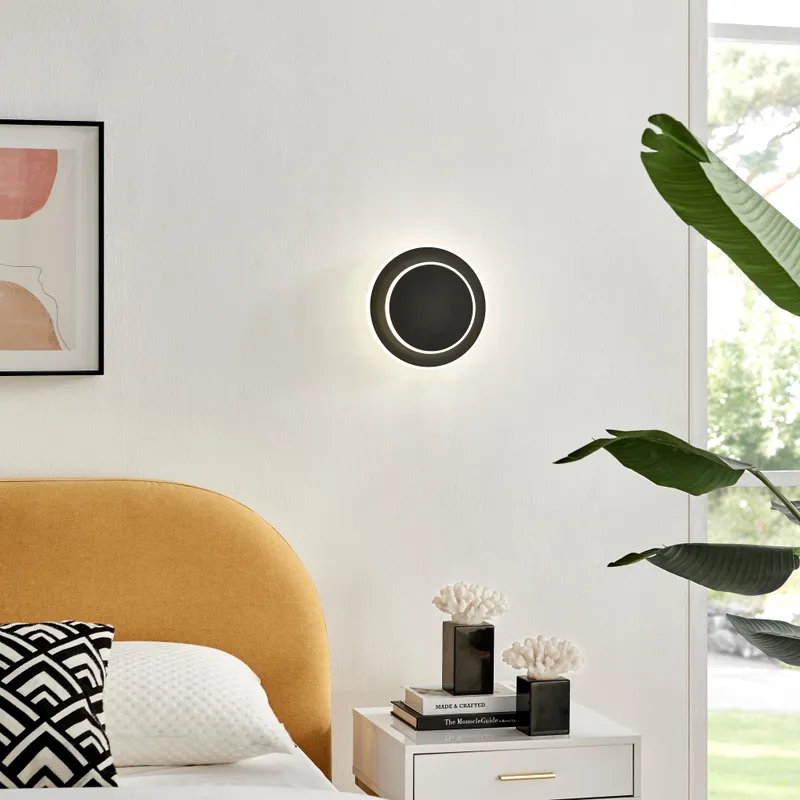 Luna Eclipse Two Circle Multiuse Lamp // Black — Finesse Decor LED Ceiling Lights 12.0W 