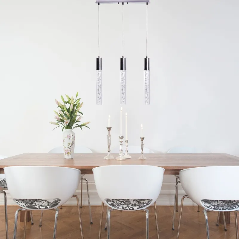 Acrylic Cylinder Chandelier // 3 Light — Finesse Decor LED Pendant Lights 3.0W 4000K
