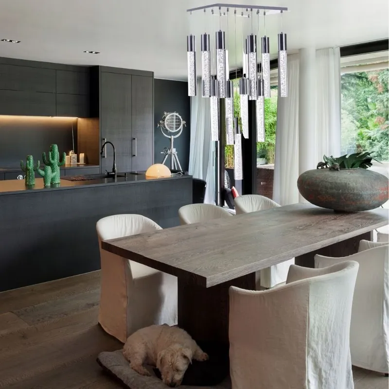 Acrylic Cylinder Chandelier// 13 Light — Finesse Decor LED Pendant Lights 3.0W 4000K
