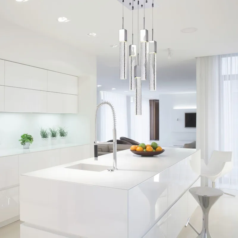 Rectangular Crystal Chandelier // XL 5 Light — Finesse Decor LED Pendant Lights 3.0W 4000K