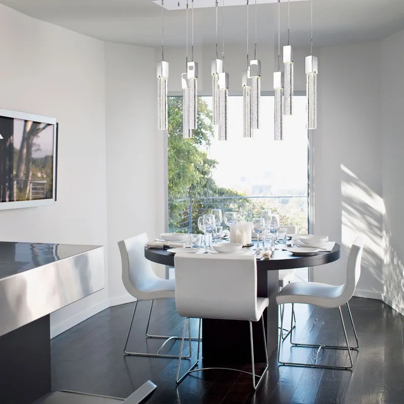 Rectangular Crystal Chandelier // XL 10 Light — Finesse Decor LED Pendant Lights 3.0W 4000K