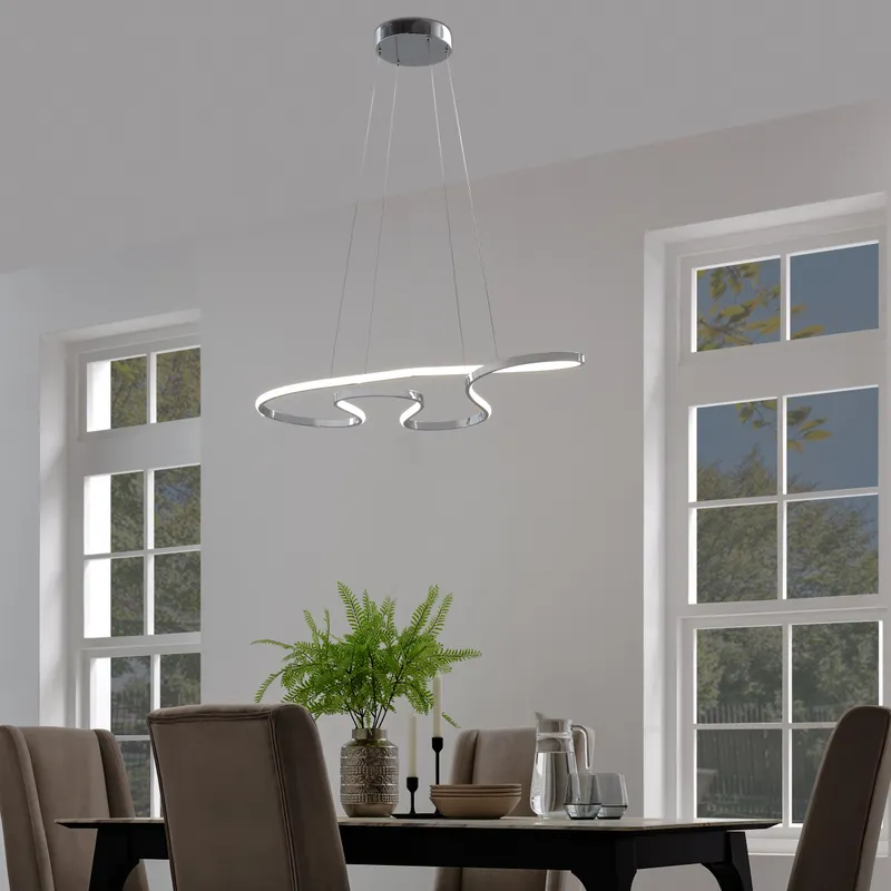 Shanghai LED Adjustable Chandelier // Chrome — Finesse Decor LED Pendant Lights 34.0W 4000K