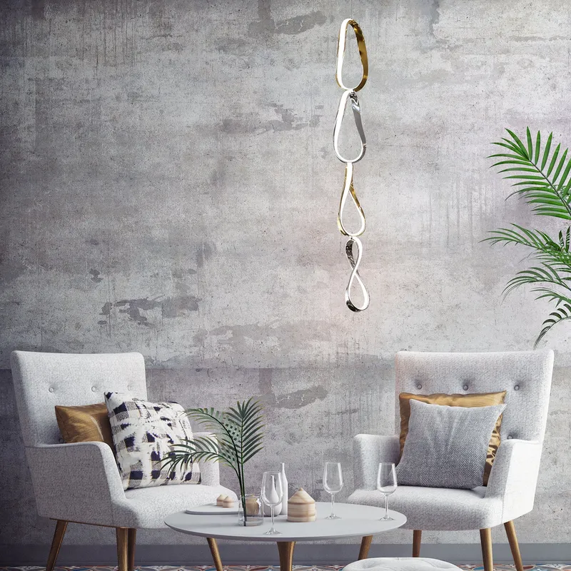 Prague Vertical Chandelier // Gold and Chrome — Finesse Decor LED Pendant Lights 40.0W 4000K