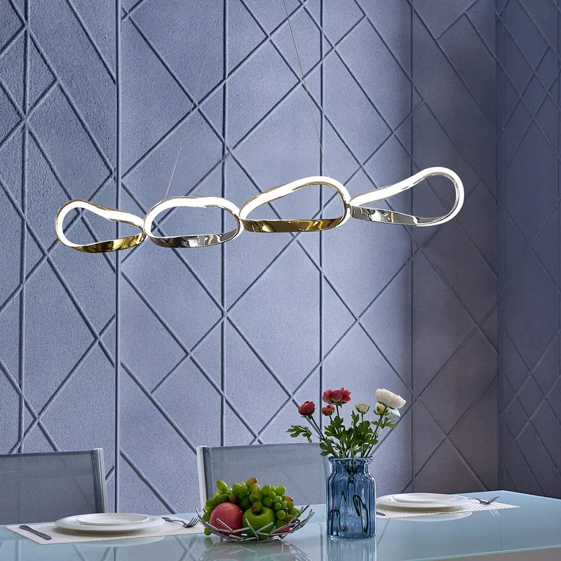 Prague Horizontal Chandelier // Gold and Chrome — Finesse Decor LED Pendant Lights 40.0W 4000K