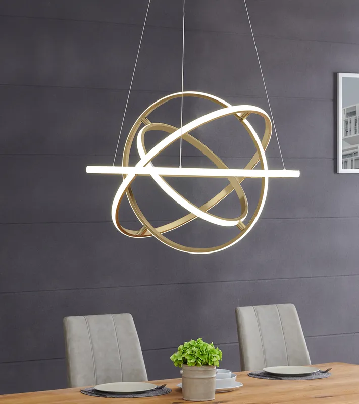 Oxford LED Adjustable Chandelier // Sandy Gold — Finesse Decor LED Pendant Lights 68.0W 4000K