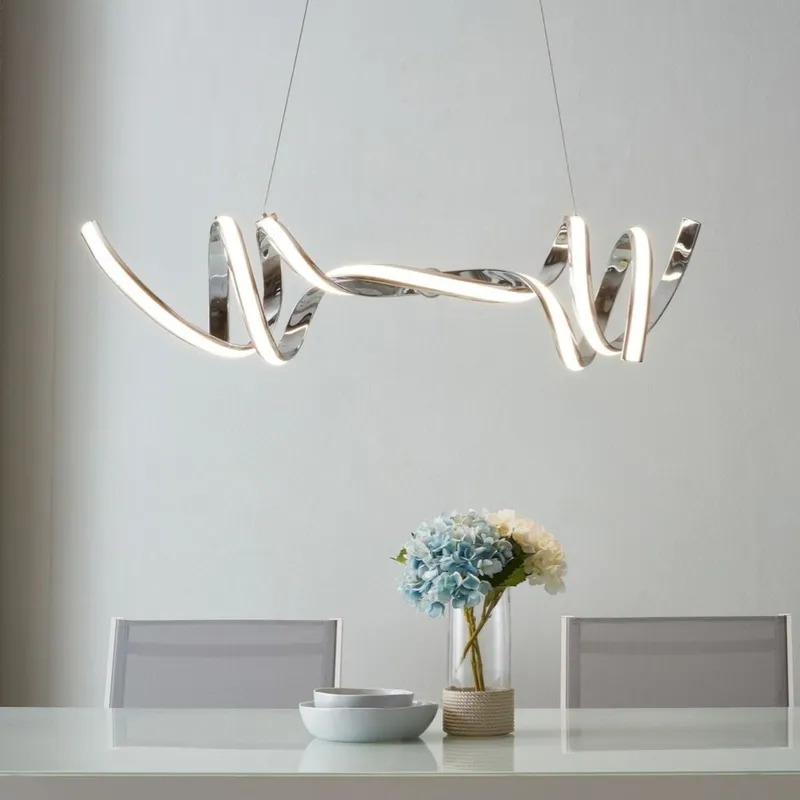 Munich LED Horizontal Chandelier // Chrome — Finesse Decor LED Pendant Lights 45.0W 4000K