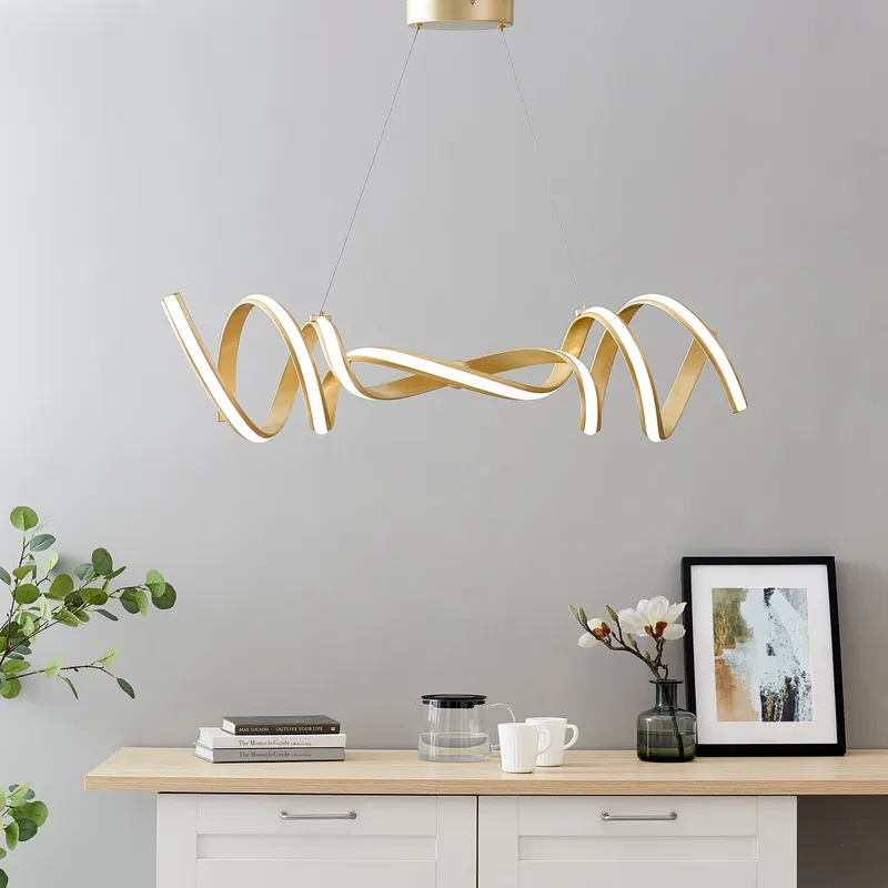 Munich LED Horizontal Chandelier // Gold — Finesse Decor LED Pendant Lights 45.0W 4000K