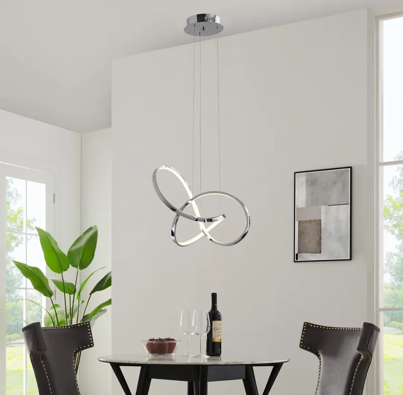 Knotted LED Dimmable Chandelier // Chrome — Finesse Decor LED Pendant Lights 24.0W 4000K