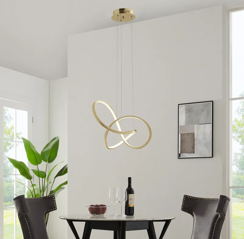 Knotted LED Dimmable Chandelier // Sandy Gold — Finesse Decor LED Pendant Lights 24.0W 4000K