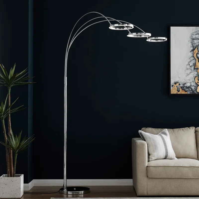 LED Three Ring Hong Kong  Arc Floor lamp // Chrome, Not Dimmable — Finesse Decor LED General Lighting 20.0W 