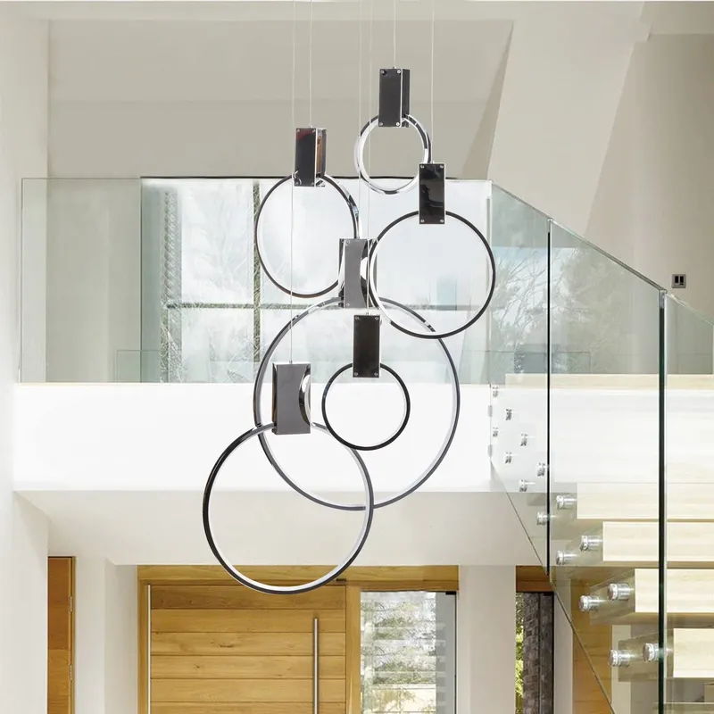 Hong Kong LED Circular Chandelier // Chrome — Finesse Decor LED Pendant Lights  4000K