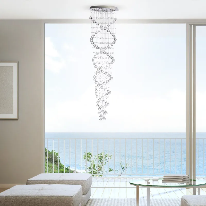 Crystal Chandelier Double Helix// 7 Light, 73" Hanging Length — Finesse Decor LED Pendant Lights 35.0W 4000K