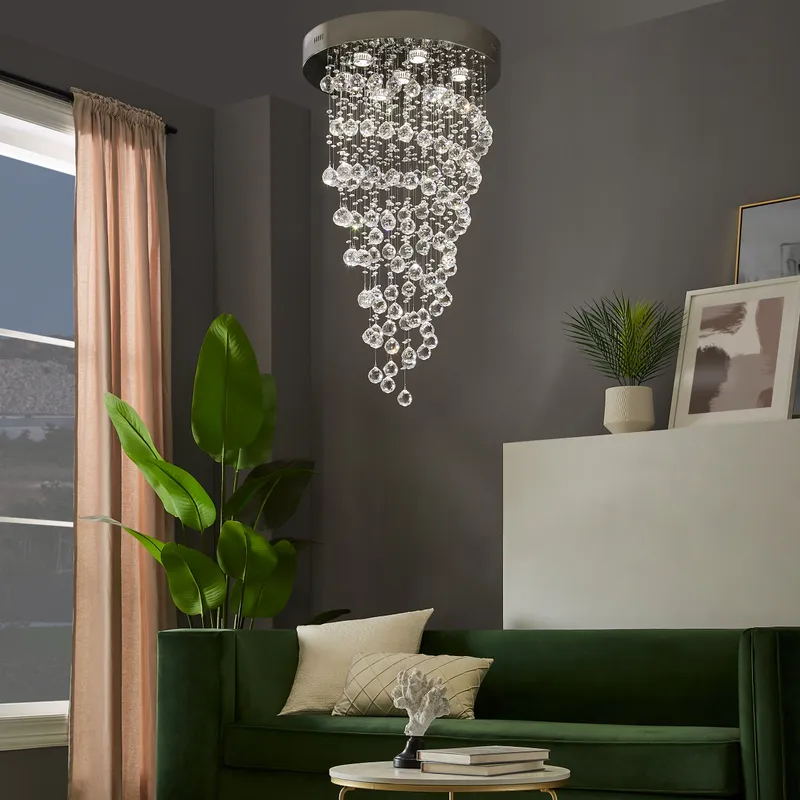 Crystal Double Helix Chandelier // 7 Lights — Finesse Decor LED Pendant Lights 35.0W 4000K