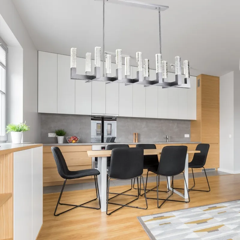 12 Light Rectangular Crystal Dianyi LED Chandelier // Silver — Finesse Decor LED Pendant Lights 5.0W 4000K