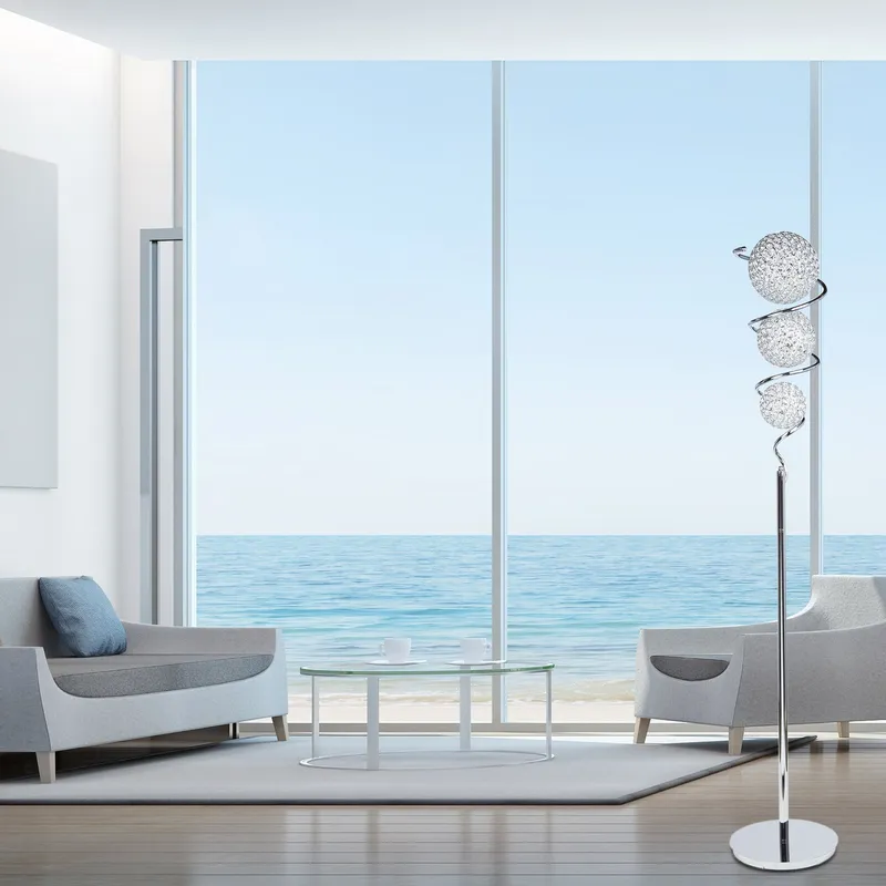 Vertical Crystal Sphere Floor Lamp // 3 Light — Finesse Decor LED General Lighting 9.0W 4000K