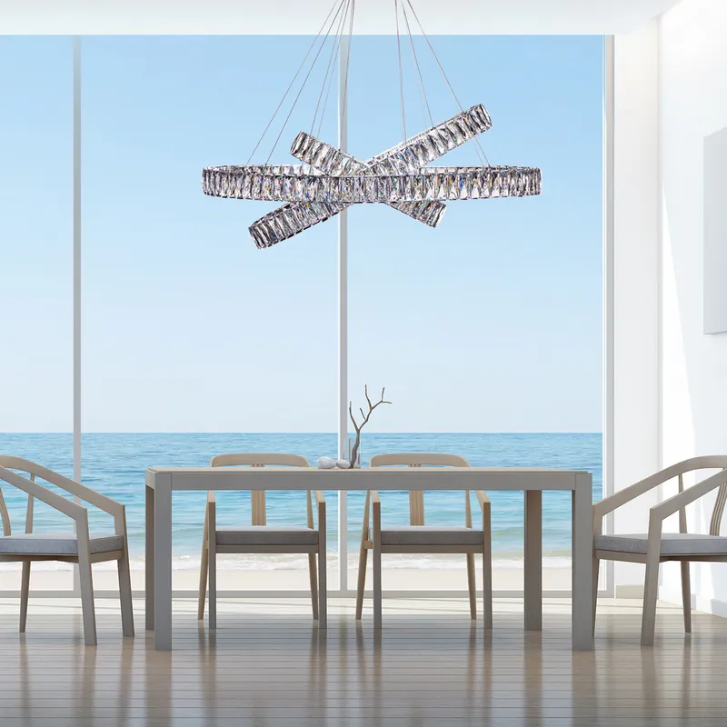 Crystal Elegance LED Chandelier // 3 Ovals — Finesse Decor LED Pendant Lights 170.0W 4000K