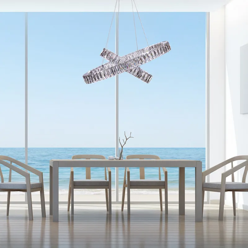 Crystal Elegance LED Chandelier // 2 Ovals — Finesse Decor LED Pendant Lights 96.0W 4000K