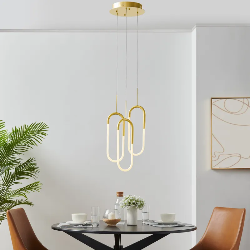LED Three Clips Chandelier // Sandy Gold — Finesse Decor LED Pendant Lights 25.0W 4000K