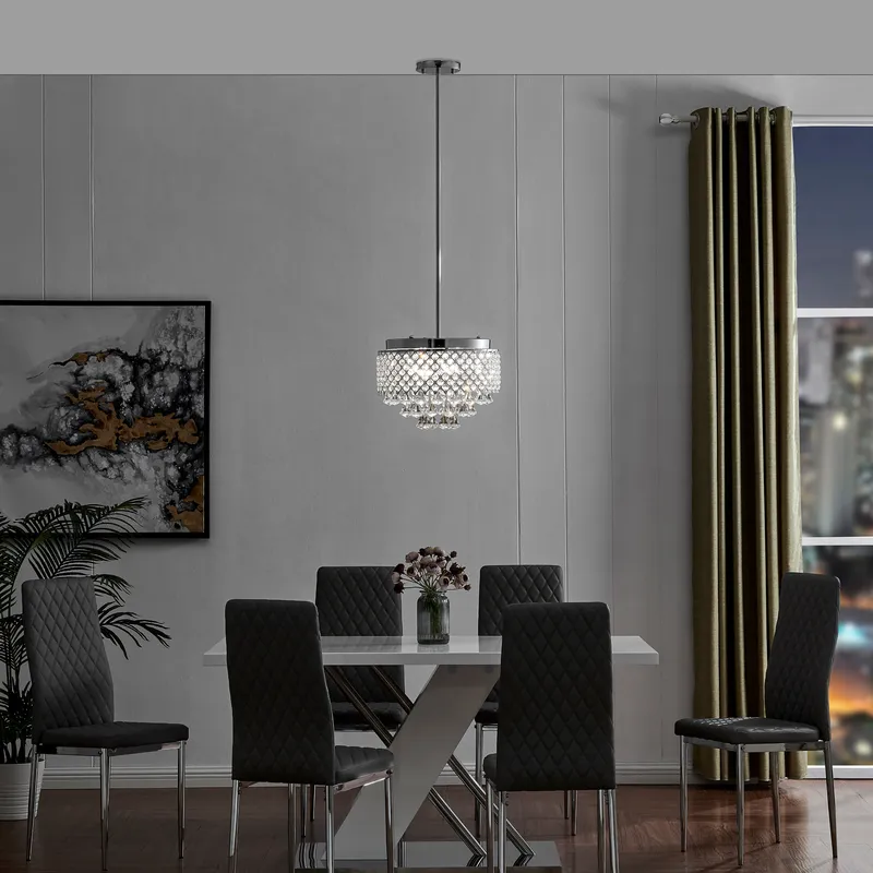 Cinderella Crystal Round Chandelier Pendant // Chrome — Finesse Decor LED Pendant Lights 3.0W 4000K