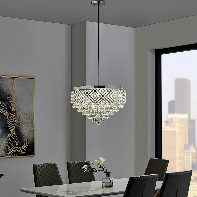 Cinderella Crystal Round Chandelier // 12 Light — Finesse Decor LED Pendant Lights 36.0W 4000K