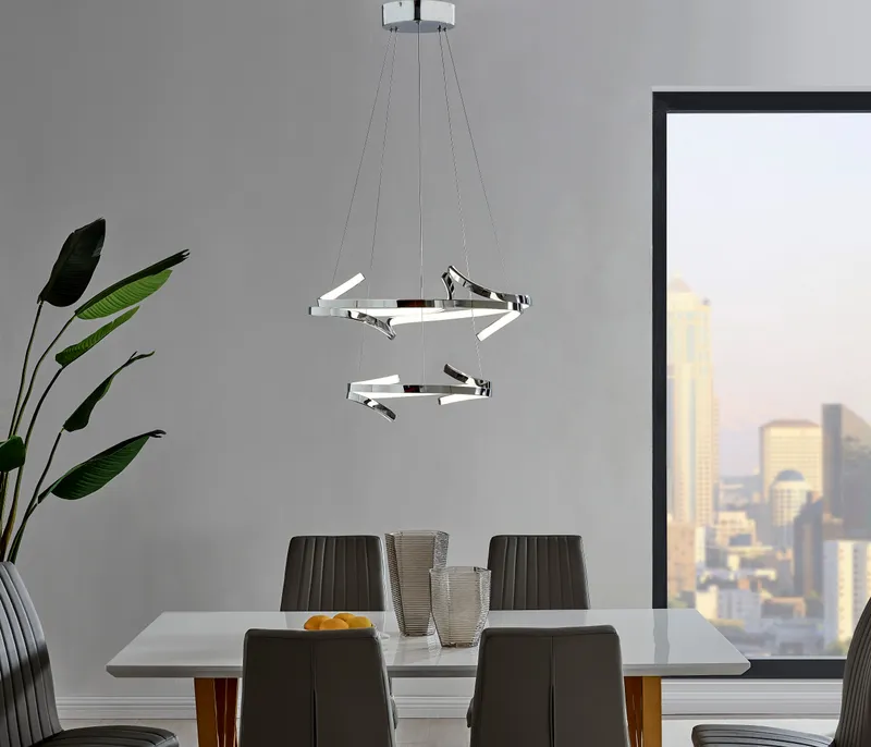 Beijing LED adjustable Round Chandelier // Chrome — Finesse Decor LED Pendant Lights 65.0W 