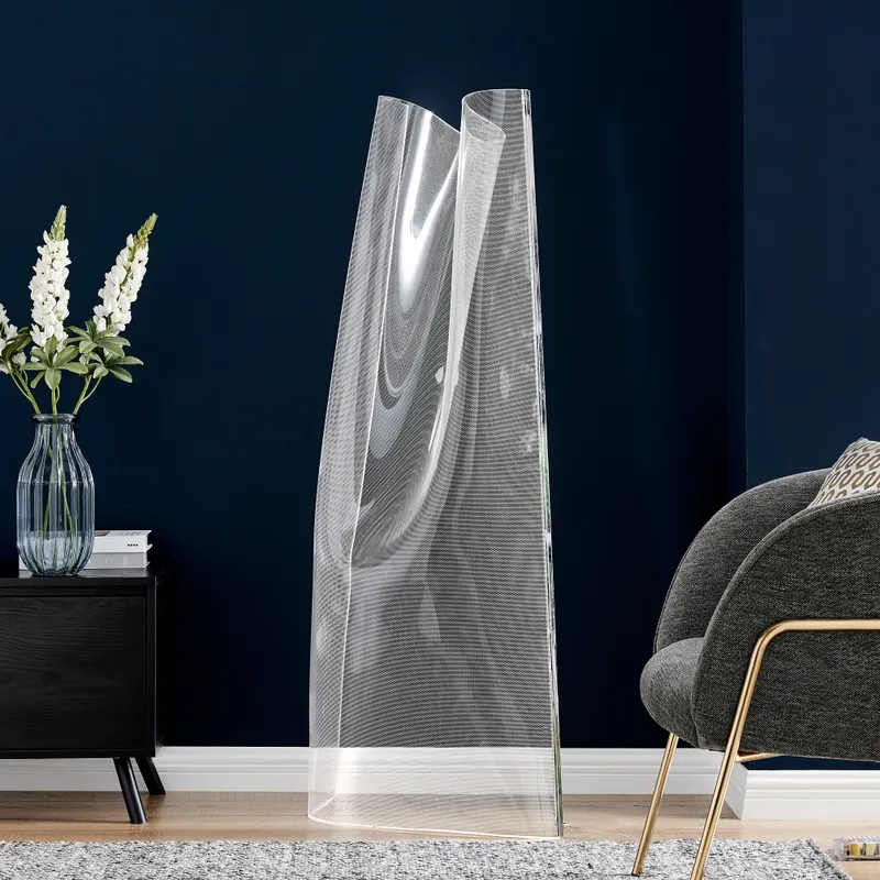 Acrylic Lace Floor Lamp // Chrome — Finesse Decor LED General Lighting  