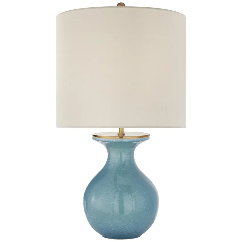 kate spade new york Albie Small Desk Lamp in Sandy Turquoise with Cream Linen Shade Table Lamp W13.75" x H25.25" Open Box — Foundry Lighting LED General Lighting  
