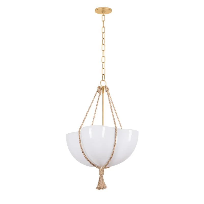 Amberley 1-Light Pendant in Vintage Gold Leaf 20W x 29.5H — Foundry Lighting LED Pendant Lights 20.0W 