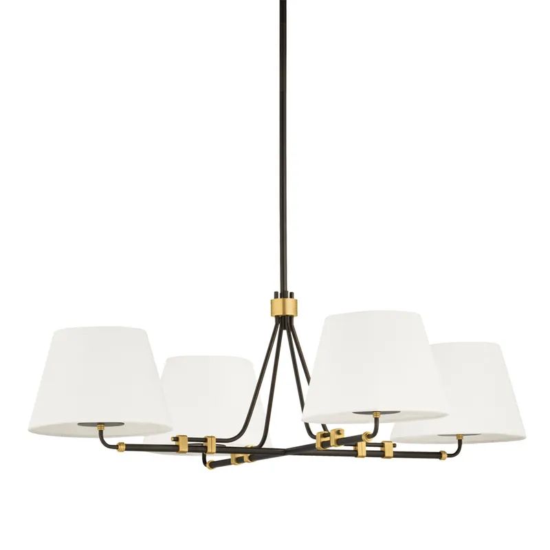 Crown Heights 4-Light Chandelier in Aged Brass 46W x 16.25H — Foundry Lighting LED Pendant Lights 46.0W 