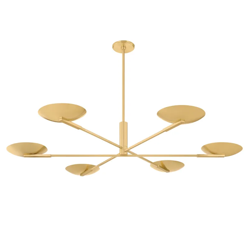 Johnson 6-Light Chandelier in Aged Brass 56W x 8.75H — Foundry Lighting LED Pendant Lights 56.0W 