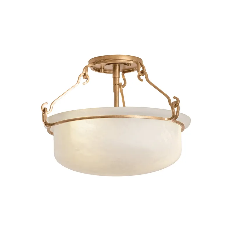 Lowerre 2-Light Semi Flush in Patina Gold Leaf 16.5W x 11.5H — Foundry Lighting LED Ceiling Lights 16.5W 