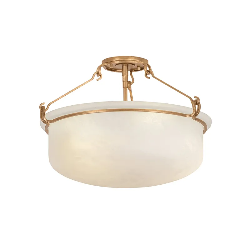 Lowerre 3-Light Semi Flush in Patina Gold Leaf 21.75W x 14.25H — Foundry Lighting LED Ceiling Lights 75.0W 