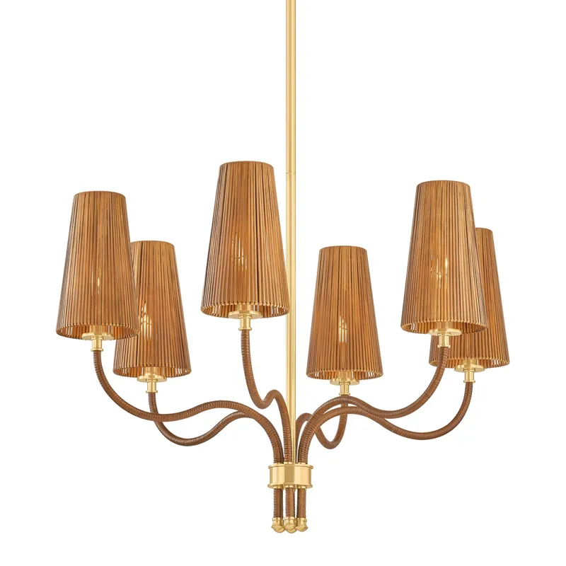 Atwood 6-Light Chandelier in Aged Brass 30W x 23H — Foundry Lighting LED Pendant Lights 30.0W 