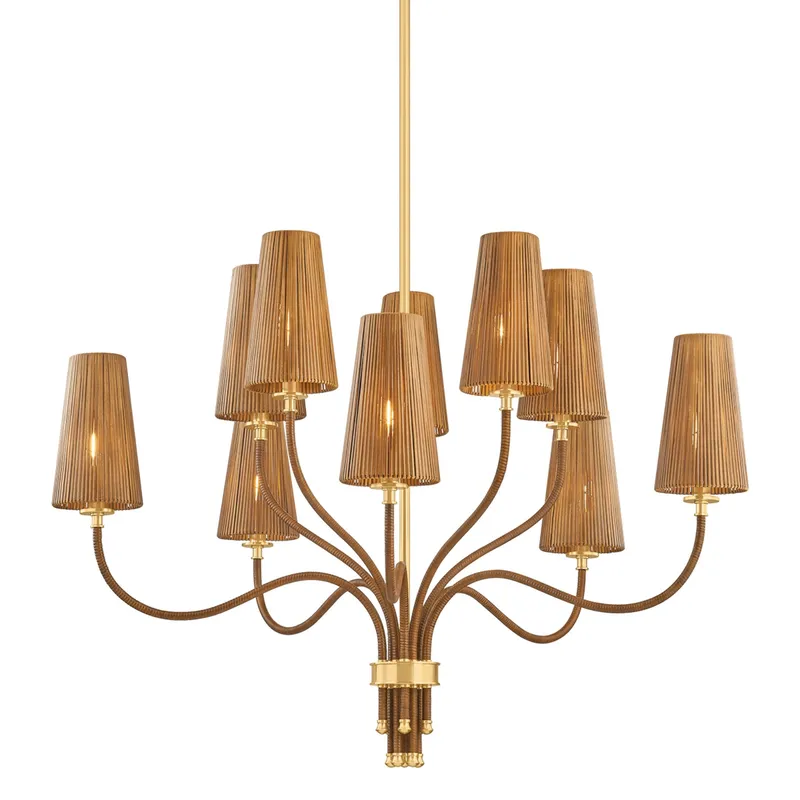 Atwood 10-Light Chandelier in Aged Brass 40W x 32.5H — Foundry Lighting LED Pendant Lights 40.0W 