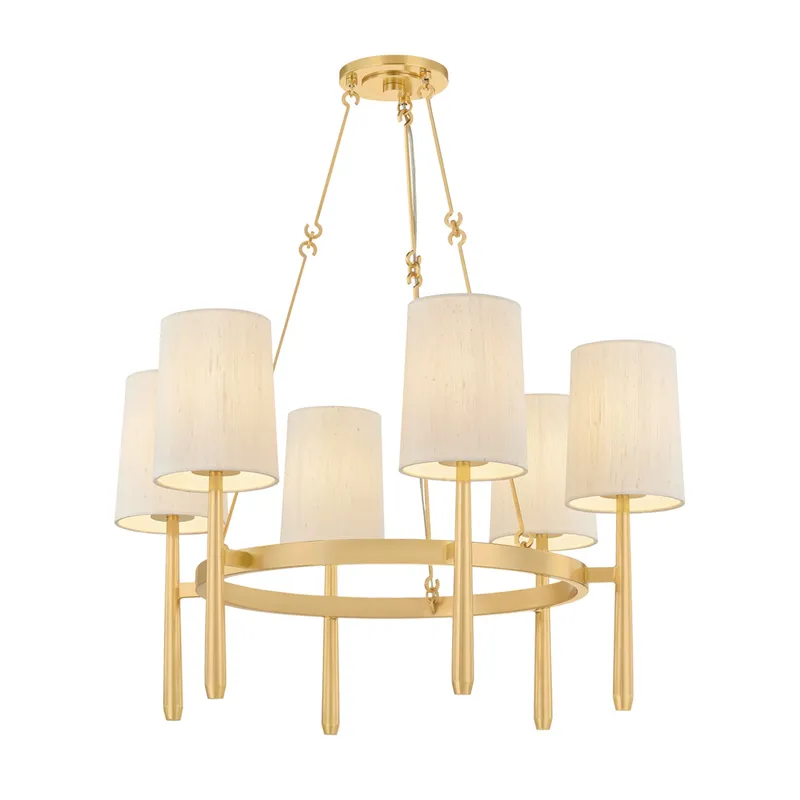 Bridgeton 6-Light Chandelier in Aged Brass 30W x 18.25H — Foundry Lighting LED Pendant Lights 30.0W 