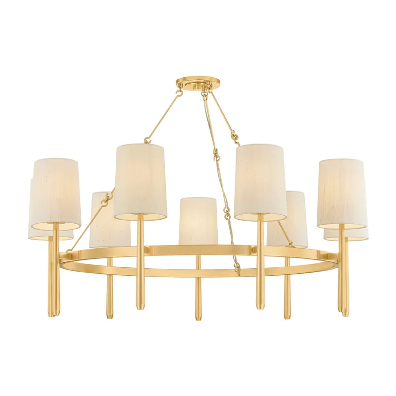 Bridgeton 9-Light Chandelier in Aged Brass 46W x 18.25H — Foundry Lighting LED Pendant Lights 46.0W 