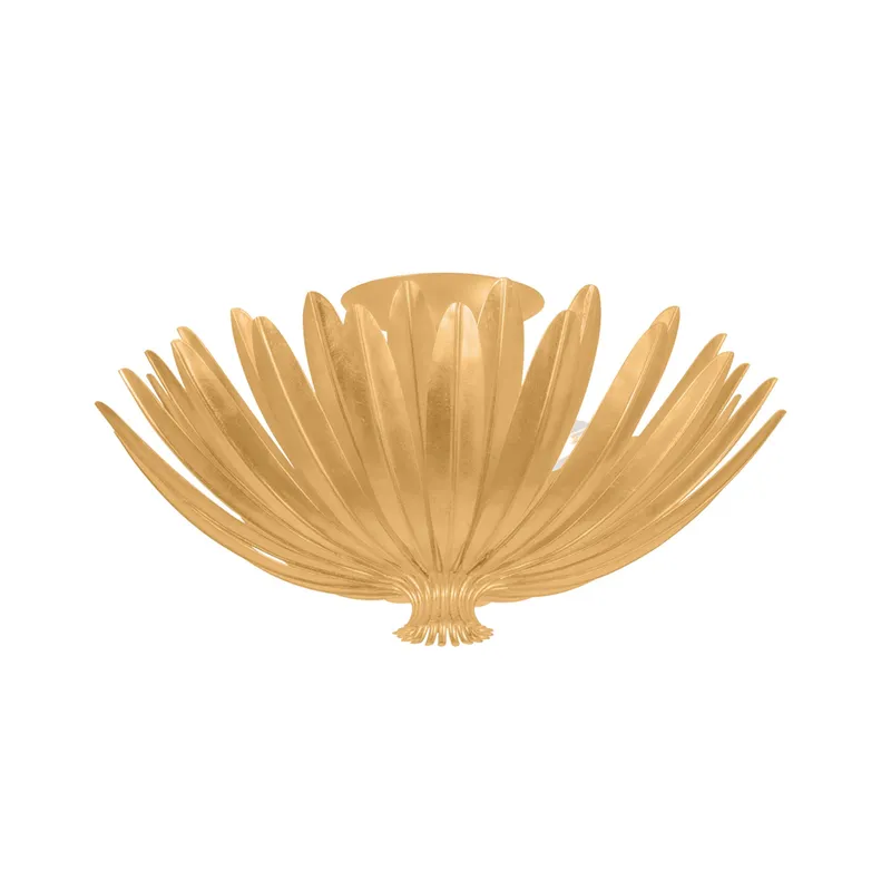 Whitfield 3-Light Semi Flush in Vintage Gold Leaf 18W x 9.25H — Foundry Lighting LED Ceiling Lights 18.0W 