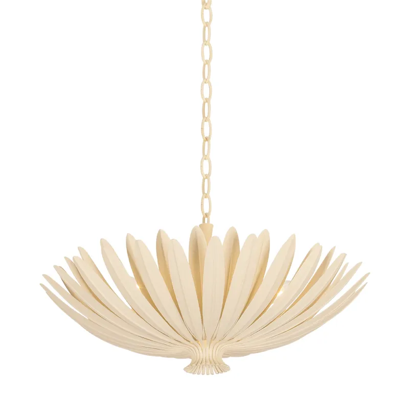 Whitfield 4-Light Chandelier in Cream Plaster 24W x 12.25H — Foundry Lighting LED Pendant Lights 24.0W 