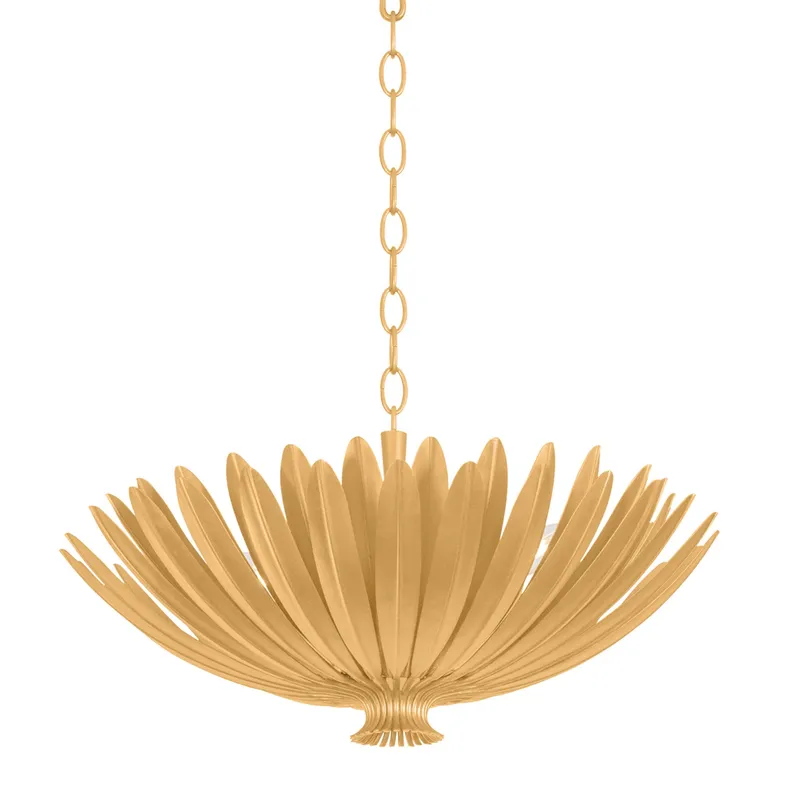 Whitfield 4-Light Chandelier in Vintage Gold Leaf 24W x 12.25H — Foundry Lighting LED Pendant Lights 24.0W 