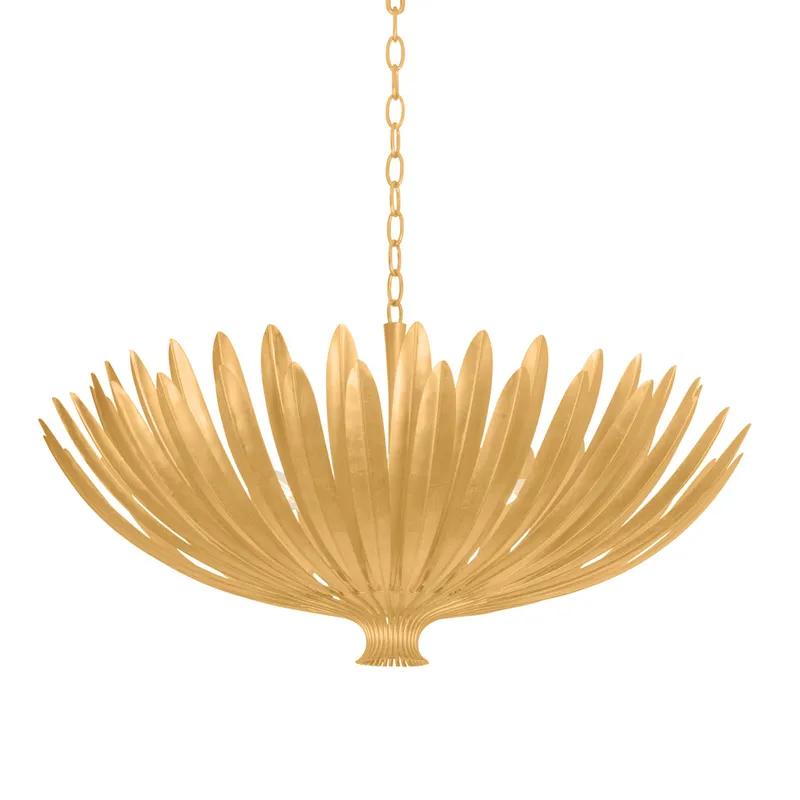 Whitfield 8-Light Chandelier in Vintage Gold Leaf 35.5W x 18.25H — Foundry Lighting LED Pendant Lights 35.5W 